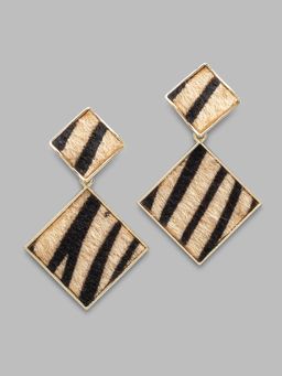 Globus - Square Gold Plated Drop Earrings-3623500001