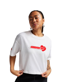 Converse - Women Y2K Heart Cropped Oversized T-Shirt