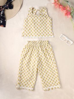CASA NINOS - Yellow Lacy Printed Co-Ord (Set of 2)