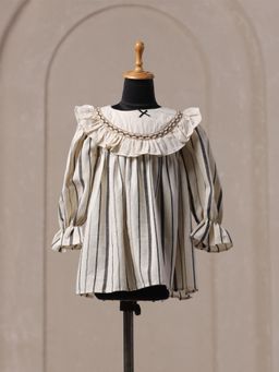 CASA NINOS - Full Sleeves Lace Embellished Strip Dress