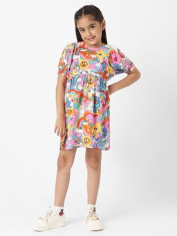 Nautinati - Girls Colourful Aop Dress Multi-Color