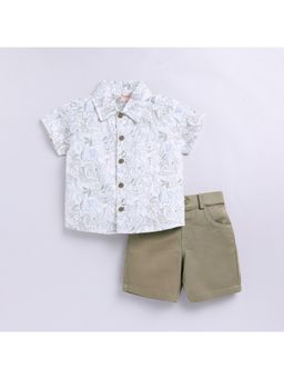 Snuggly Monkey - Print Top with Shorts White (Set of 2)