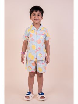 Snuggly Monkey - Fruit Print Top with Shorts Blue (Set of 2)