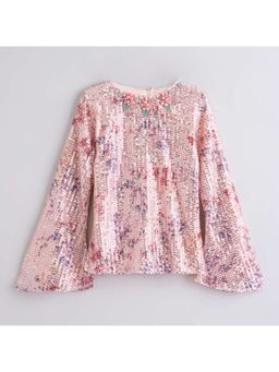 TINY GIRL - Peach Floral Print Bell Sleeve Top
