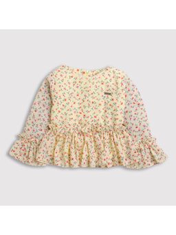 TINY GIRL - Full Sleeves Flower Printed Peplum Top - Yellow
