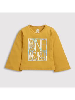 TINY GIRL - Typography Printed Round Neck T-Shirt - Mustard