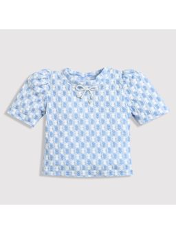 TINY GIRL - Self Design Regular Blue Top