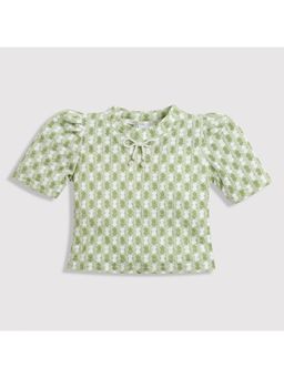 TINY GIRL - Self Design Regular Green Top