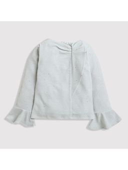 TINY GIRL - Self Design Bell Sleeves Off White Top