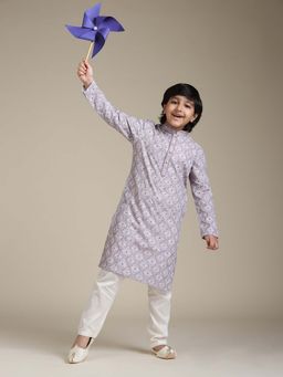 Manyavar - Purple Chikankari Kurta & Pyjama (Set of 2)