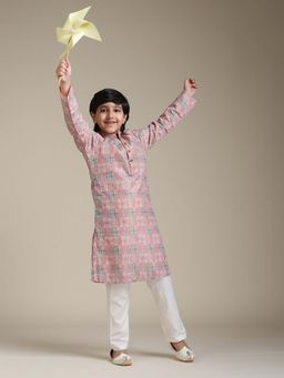 Manyavar - Pink Printed Kurta & Pyjama (Set of 2)