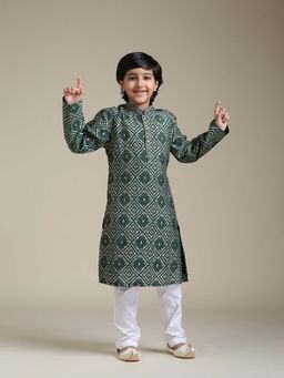 Manyavar - Green Printed Kurta & Pyjama (Set of 2)