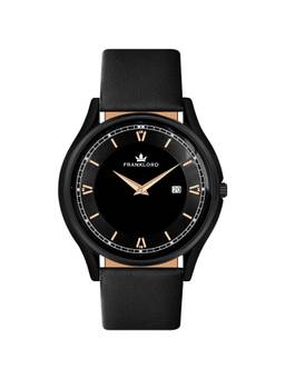 Franklord - Dark Skin Slim Date Series Analog Watch for Men (F-126 BLBG) (M)