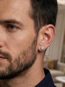 CARATIRO - White Men 925 Silver Classy Moissanite Stud Earring