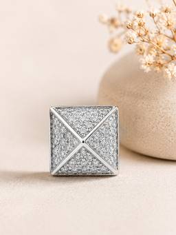 CARATIRO - White Diamond Pyramid Statement Stud for Men