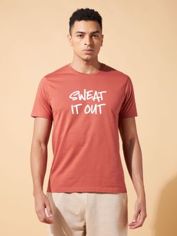 CULT - Sweat It Out Print Rust Cotton T-Shirt