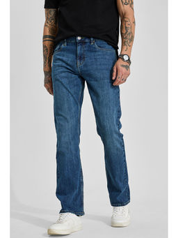 Snitch - Navy Blue Solid/Plain Straight Casual Jeans for Men