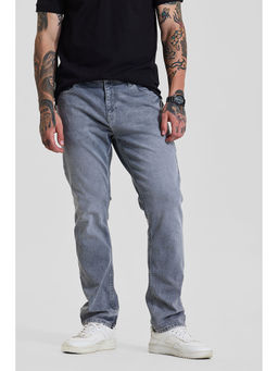 Snitch - Muted Steel Blue Solid/Plain Slim Casual Jeans for Men