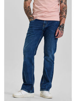 Snitch - Dark Indigo Blue Solid/Plain Bootcut Casual Jeans for Men