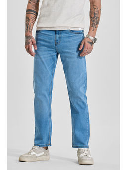 Snitch - Light Blue Solid/Plain Slim Casual Jeans for Men