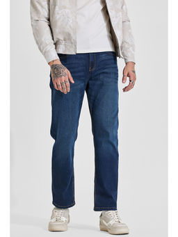 Snitch - Dark Indigo Blue Solid/Plain Slim Casual Jeans for Men