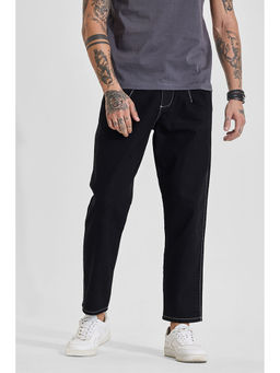 Snitch - Dark Jet Black Solid/Plain Relaxed Casual Jeans for Men