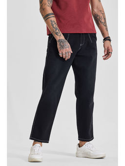 Snitch - Dark Charcoal Black Solid/Plain Relaxed Casual Jeans for Men