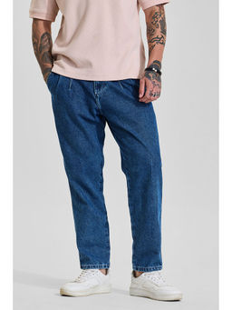 Snitch - Dark Indigo Blue Solid/Plain Relaxed Casual Jeans for Men