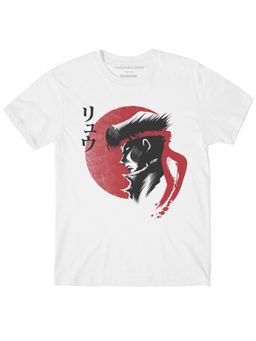 THREADCURRY - Red Sun Fighter Boys Graphic Printed T-Shirt - White