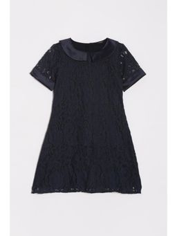 Allen Solly - Girls Navy Laced Regular Fit Casual Knee Dress