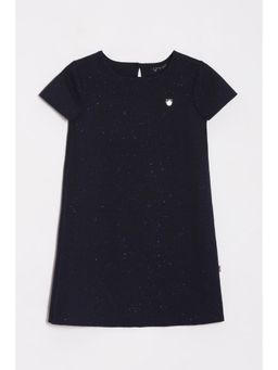 Allen Solly - Girls Navy Textured Regular Fit Casual Knee Dress