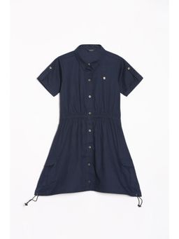 Allen Solly - Girls Navy Solid Regular Fit Casual Knee Dress