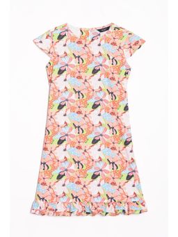 Allen Solly - Girls Multi Print Regular Fit Casual Knee Dress