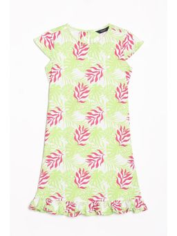 Allen Solly - Girls Green Print Regular Fit Casual Knee Dress
