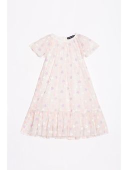 Allen Solly - Girls White Print Regular Fit Party Knee Dress