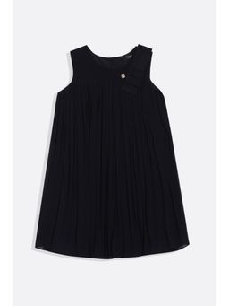 Allen Solly - Girls Black Solid Regular Fit Casual Knee Dress