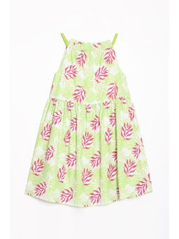 Allen Solly - Girls Green Print Regular Fit Casual Knee Dress
