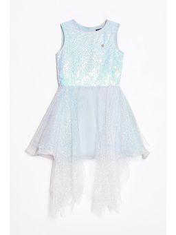 Allen Solly - Girls Light Blue Print Regular Fit Party Knee Dress