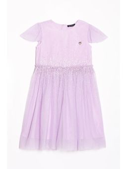 Allen Solly - Girls Lilac Print Regular Fit Party Knee Dress