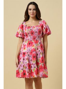 Allen Solly - Women Pink Print Casual Knee Dress