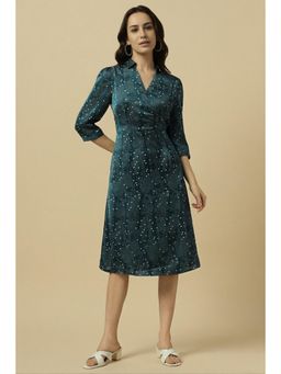 Allen Solly - Women Green Dots Casual Midi Dress