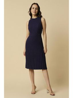 Allen Solly - Women Navy Stripe Casual Knee Dress