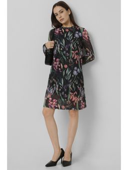 Van Heusen - Women Black Print Party Knee Dress