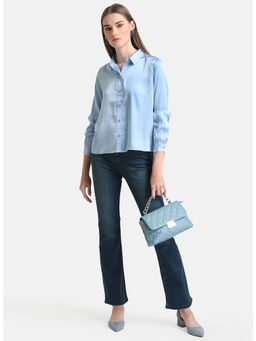 Kazo - Blue Satin Classic Shirt