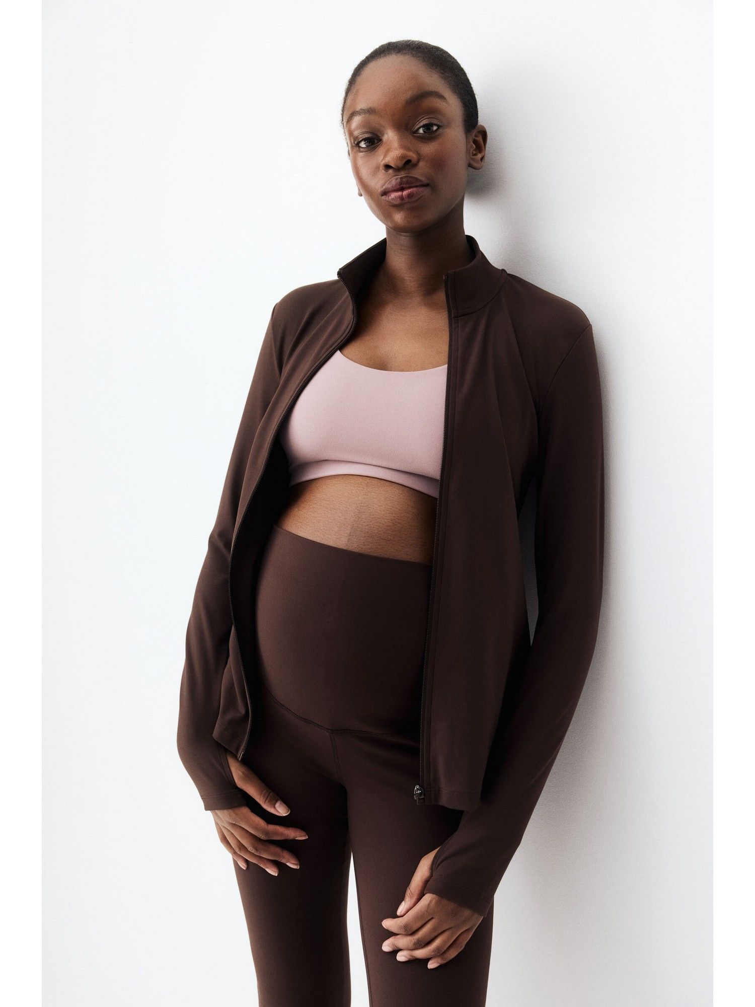 Women Brown MAMA Zip-through sports jacket-image-8