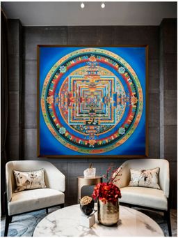 The Art House - Blue Red Mandala Painting Wall Art