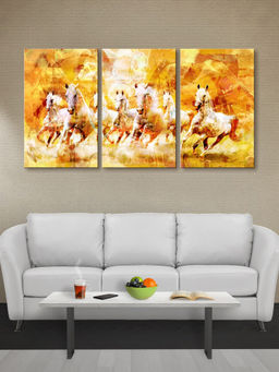 999Store - Horses Rendered In Warm Watercolour Tones Multi-Panel Wall Art (Pack of 3)
