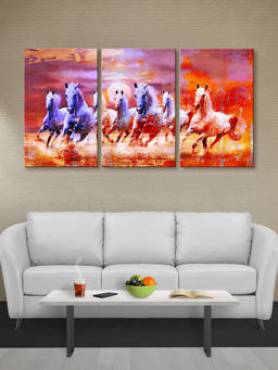 999Store - Galloping Horses Racing Through A Glowing Sunset Landscape Multi-Panel Wall Art (Pack of 3)
