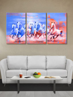 999Store - Horses Running Under A Vivid Blue & Red Sunset Sky Multi-Panel Wall Art (Pack of 3)