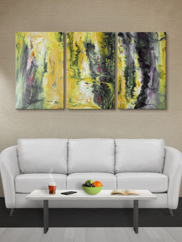 999Store - Birch Forest In Fresh Green, And Charcoal Tones Multi-Panel Wall Art (Pack of 3)
